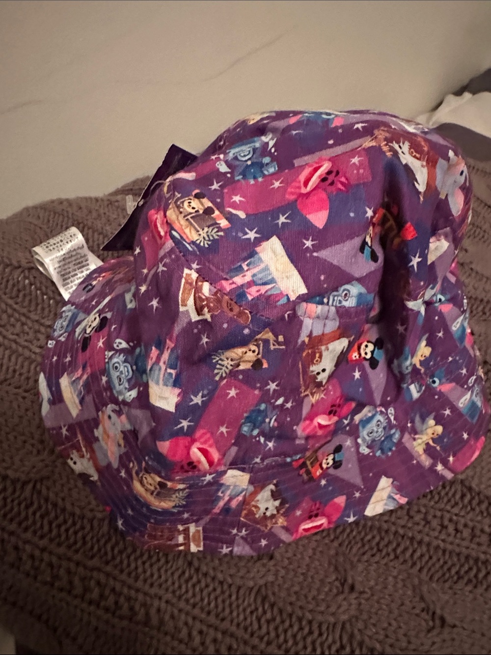 Disney Joey Chou Purple Character Print Bucket Hat Reversible  BNWT unisex